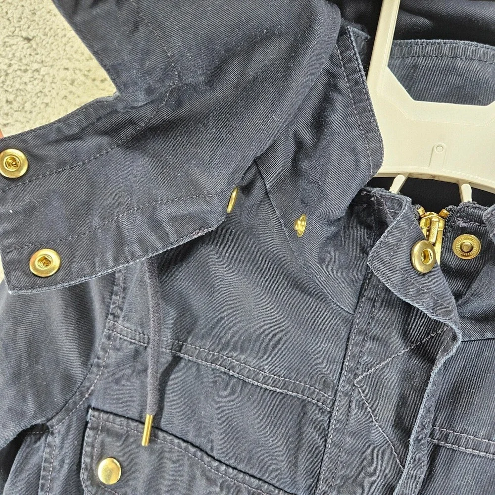 J Crew Women's Jacket Navy Blue Military Field Cargo Jacket‎ Small S Full Zip Up